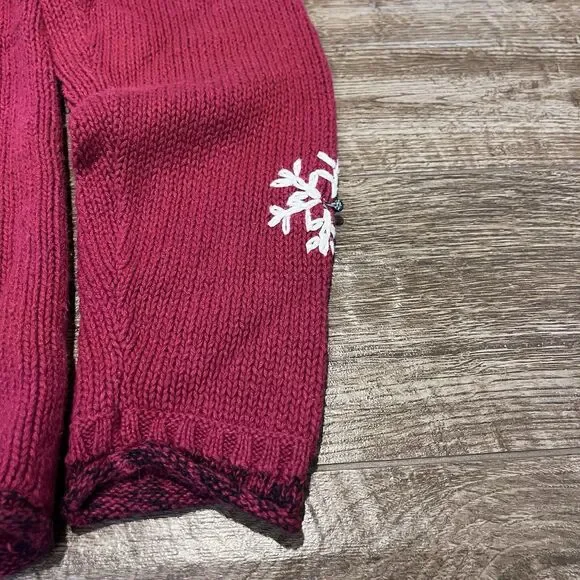 Mandal Bay Snowman Sweater Women’s Large Beaded Embroidered Snowman Mittens Zip - Picture 8 of 16